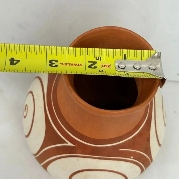 Native By Unknown Artist Hand Painted Pot Brown Size 6"x 3" - Picture 4 of 8